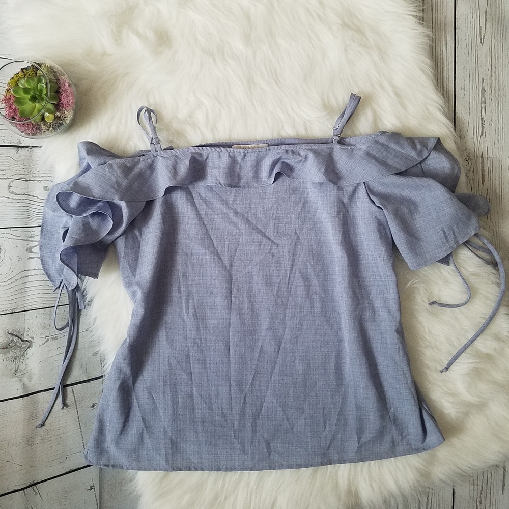 WAYF Off Shoulder  Ruffle Sleeve Top Size Large
